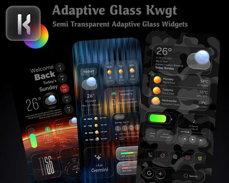 Adaptive Glass KWGT - screenshot 4
