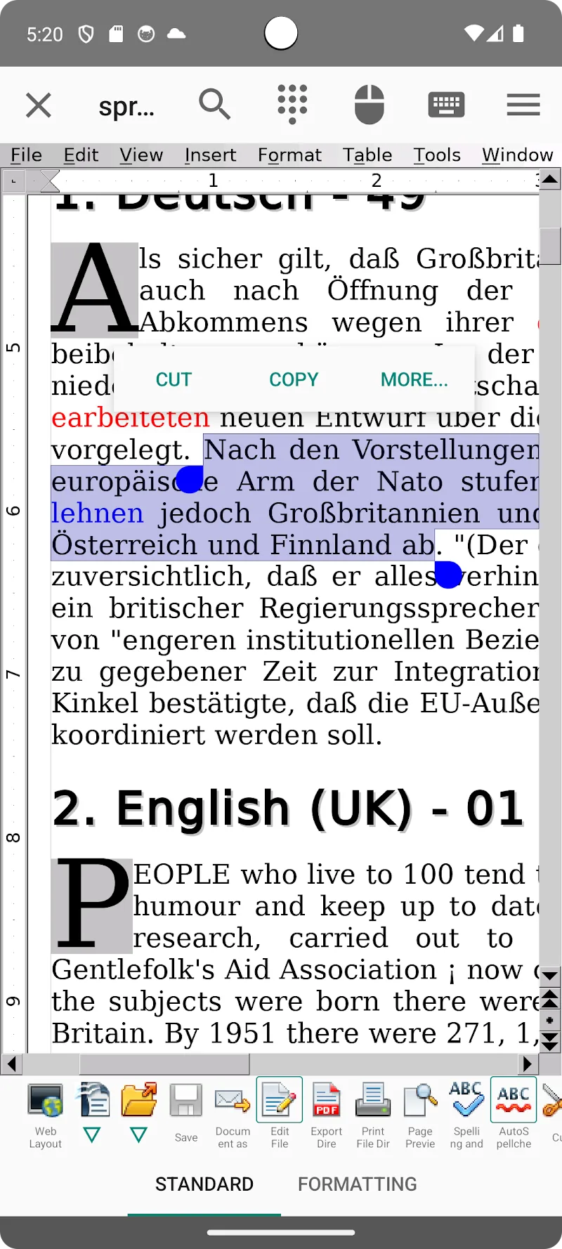 AndrOpen Office - screenshot 1