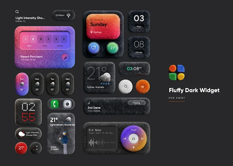 Fluffy Dark Widgets v4.0 APK (Full Version) - screenshot 1