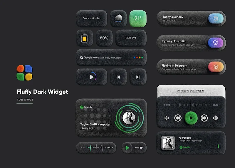 Fluffy Dark Widgets v4.0 APK (Full Version) - screenshot 2