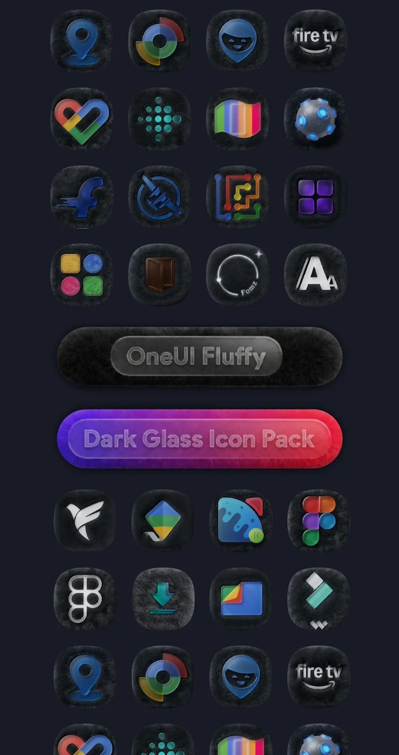 OneUI Fluffy Dark Glass Icons v1.5 APK (Full Version) - screenshot 5