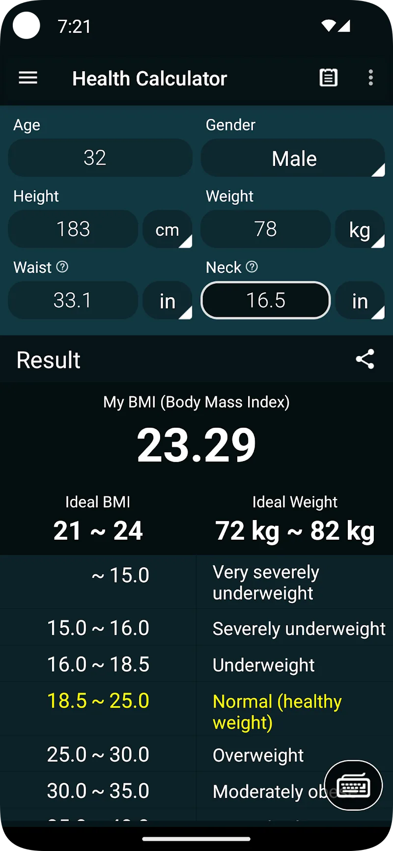 Health Calculator - screenshot 1