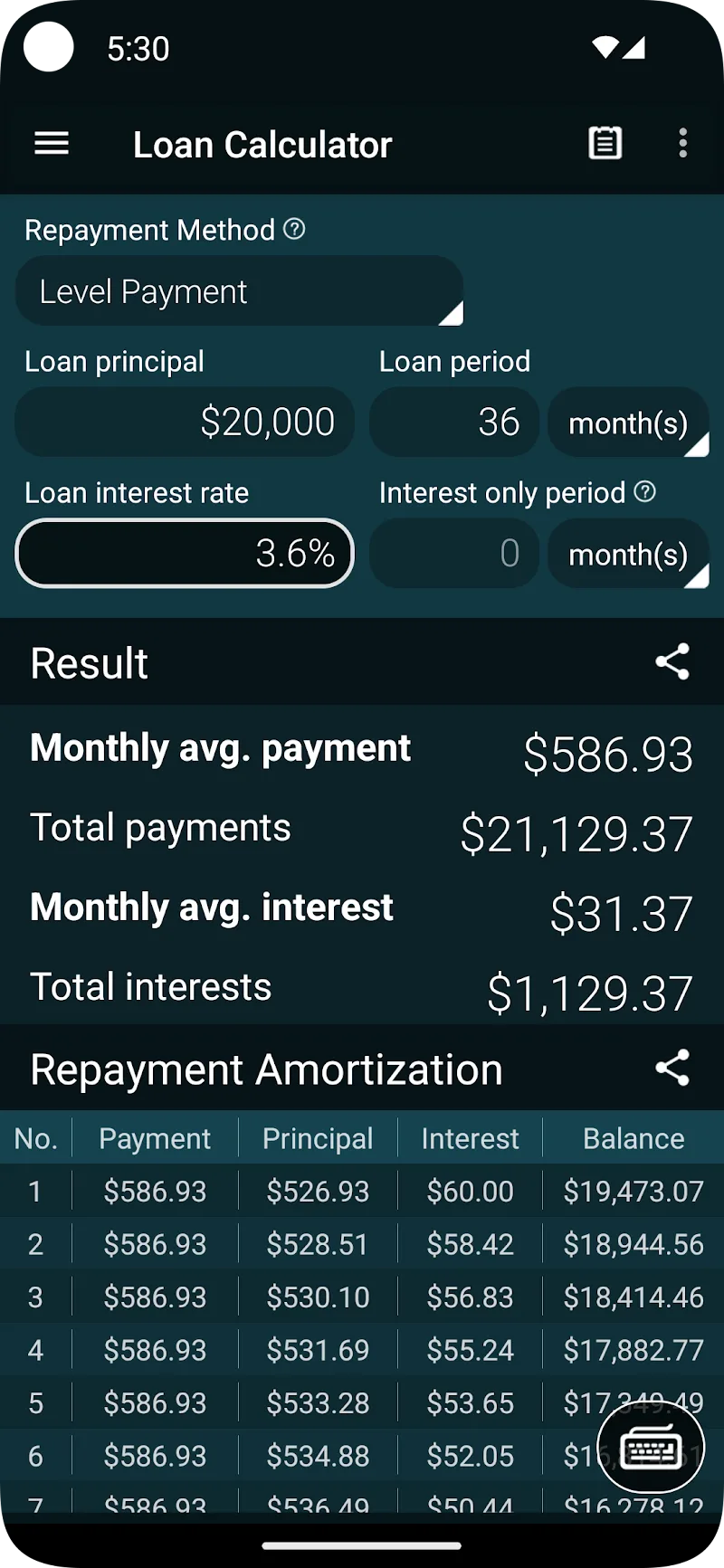 Loan Calculator - screenshot 1