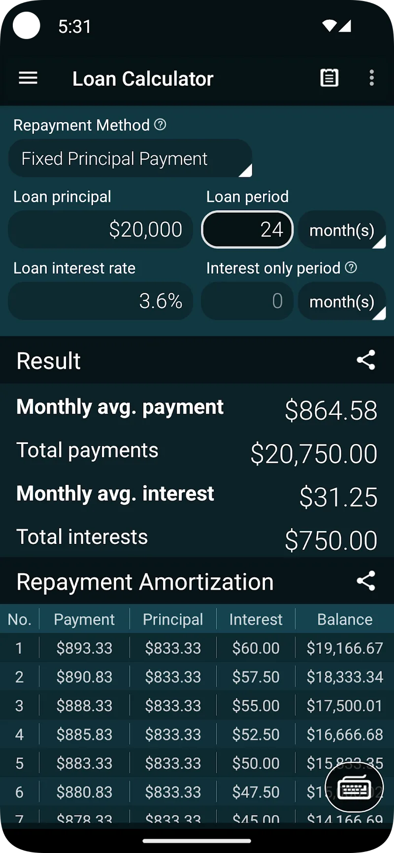 Loan Calculator - screenshot 2