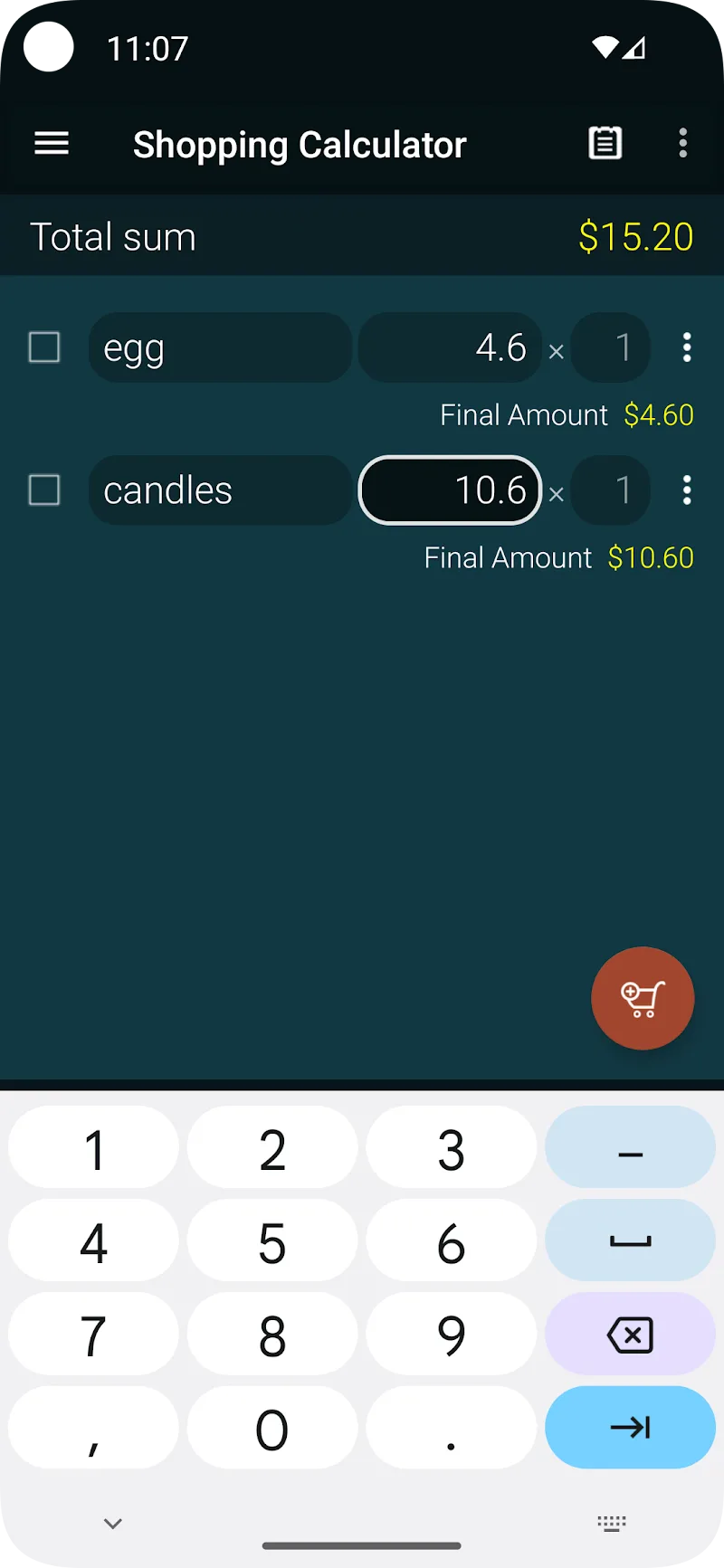 Shopping Calculator - screenshot 1