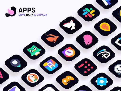 Dove Dark Icon Pack - screenshot 5