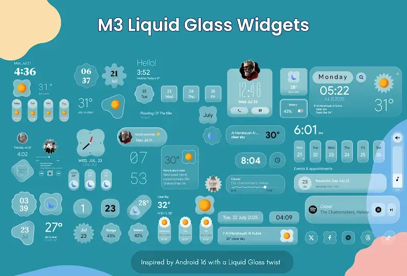 Material Glass Widgets - screenshot 1