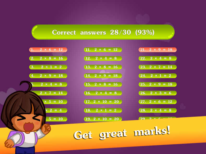 Math games for kids - Multiplication table - screenshot 16