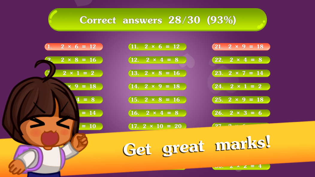 Math games for kids - Multiplication table - screenshot 20