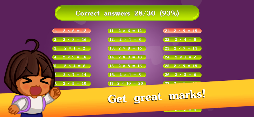 Math games for kids - Multiplication table - screenshot 8