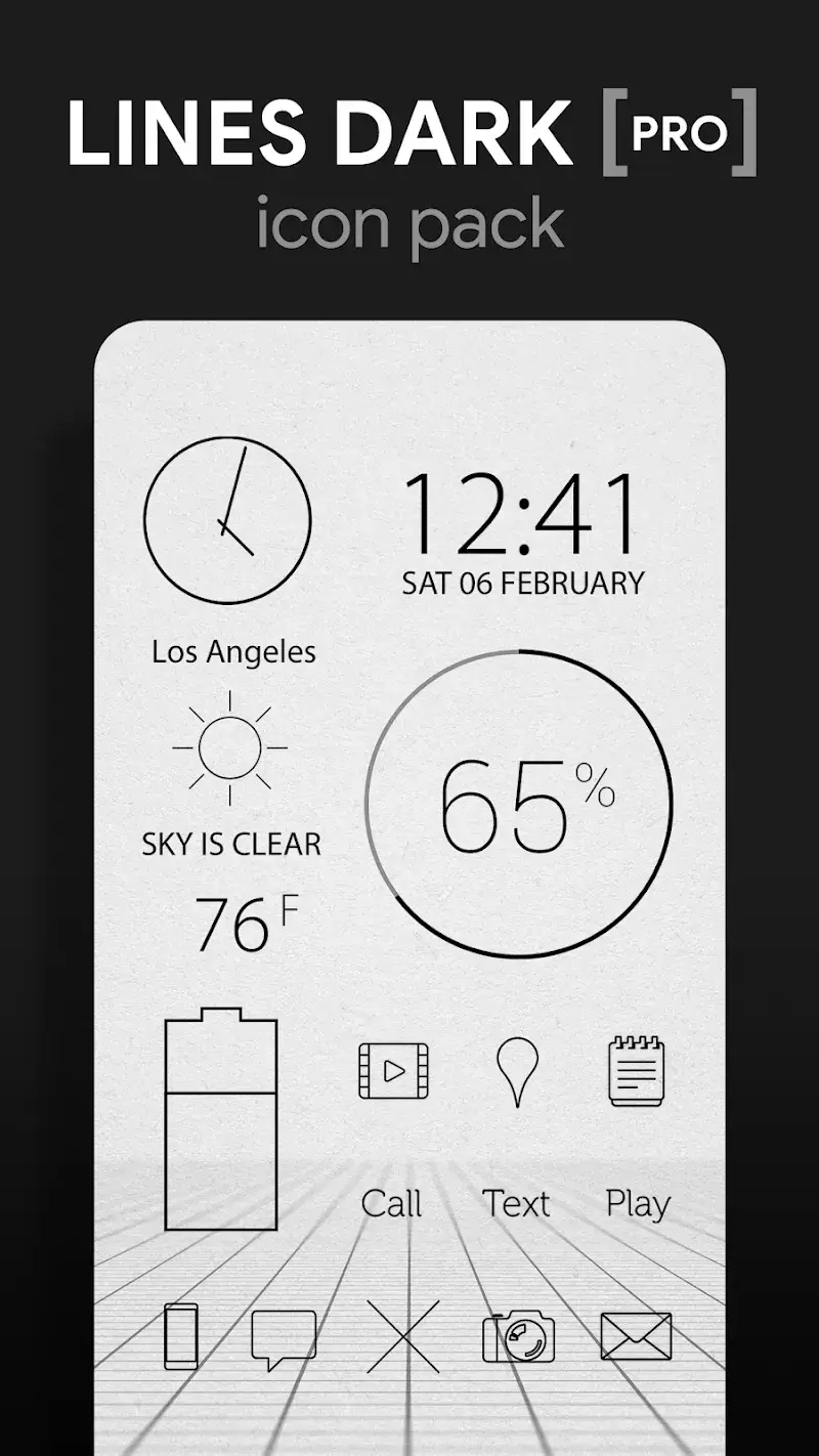 Lines Dark Pro - Icon Pack - screenshot 1