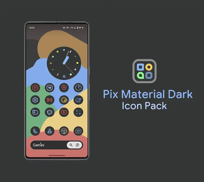 Pix Material Dark Icon Pack v8.8.Build APK (Full Version) - screenshot 1