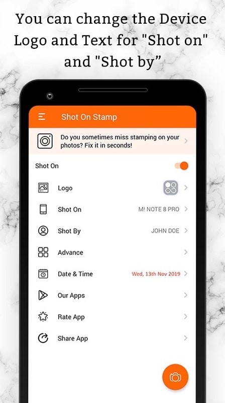Shot On Stamp Photo Camera APK - screenshot 2