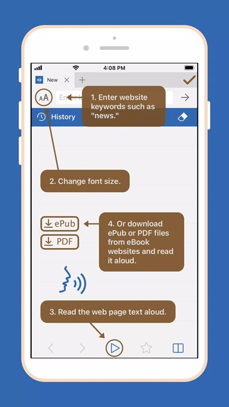 Audify read aloud web browser APK - screenshot 1