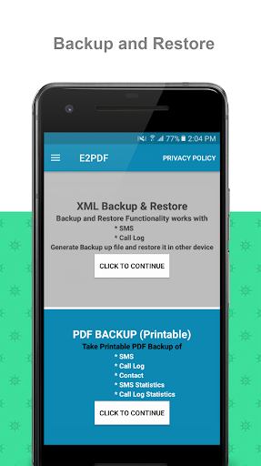 E2PDF SMS Call Backup Restore - screenshot 1
