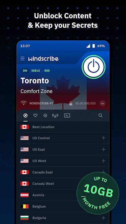 Windscribe VPN - screenshot 1