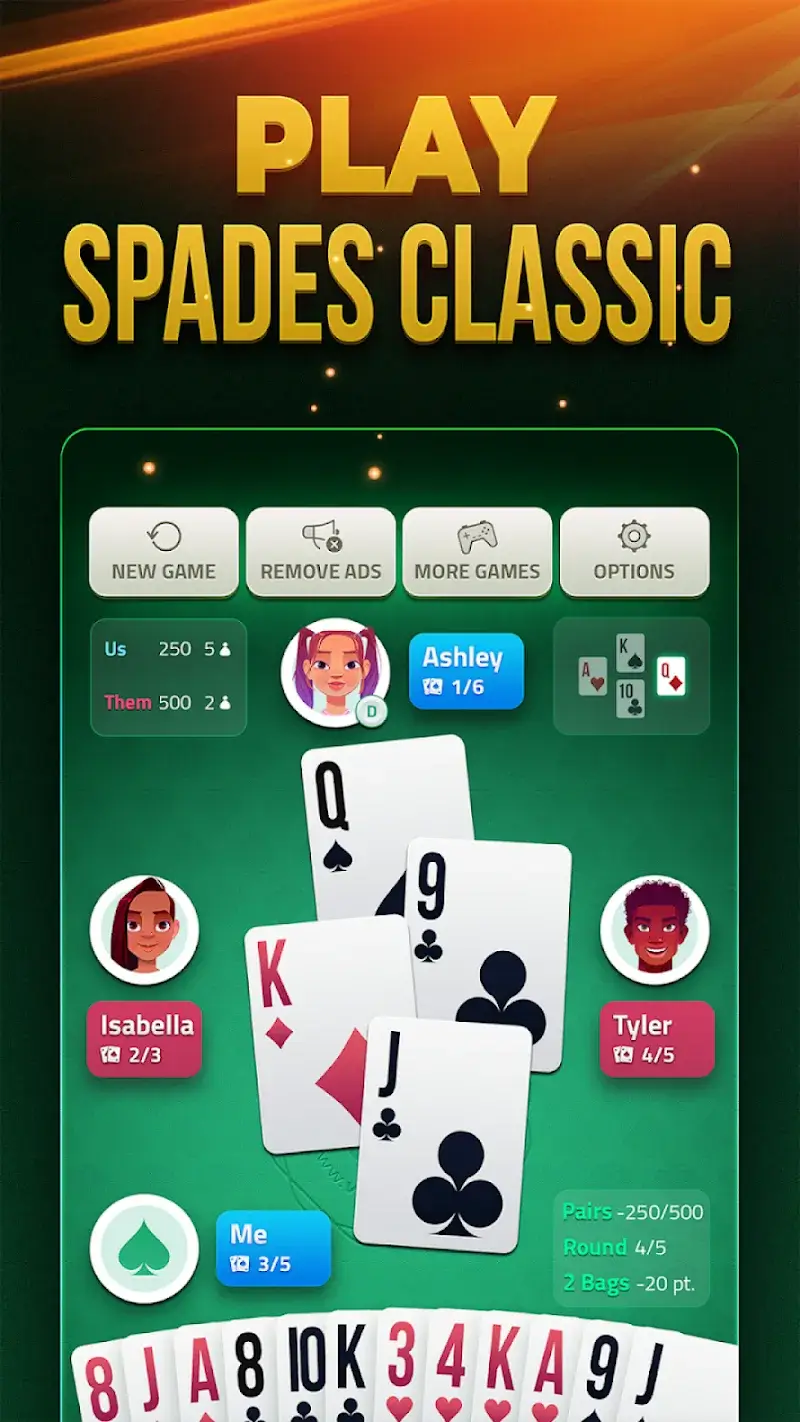 Spades Offline Card Game - screenshot 1