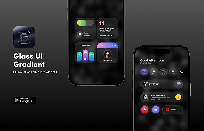 Glass UI Gradient KWGT v2.6.7 APK (Full Version) - screenshot 2
