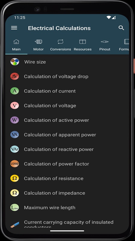 Electrical Calculations APK - screenshot 2