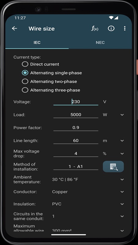 Electrical Calculations APK - screenshot 4