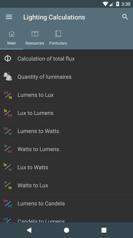 Lighting Calculations APK - screenshot 1