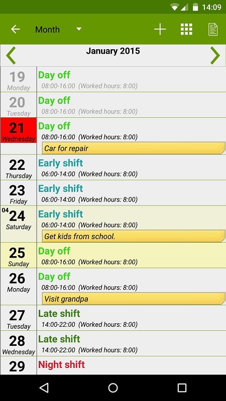 Shift Work Calendar (FlexR Pro) APK - screenshot 4
