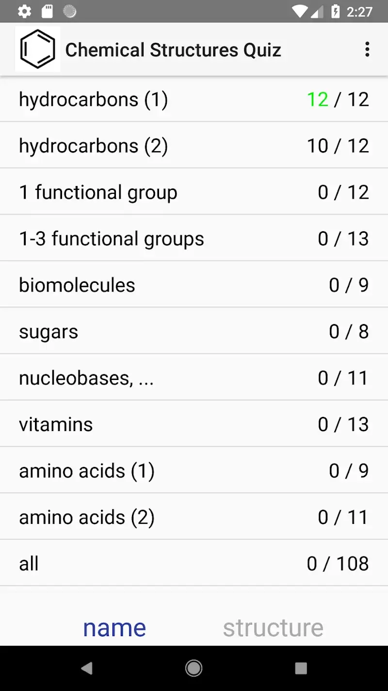 Chemical Structures Quiz - screenshot 1