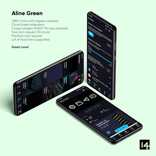 Aline Green linear icon pack - screenshot 2