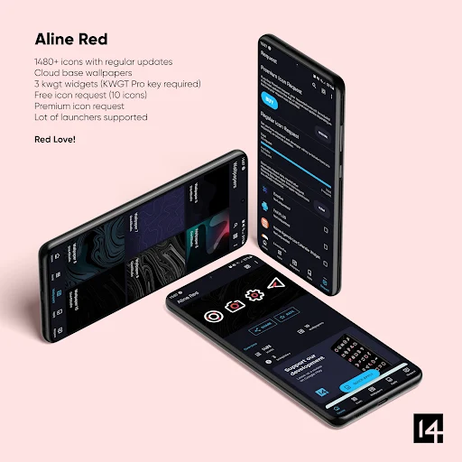 Aline Red linear icon pack - screenshot 2