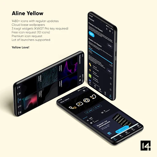 Aline Yellow linear icon pack - screenshot 2